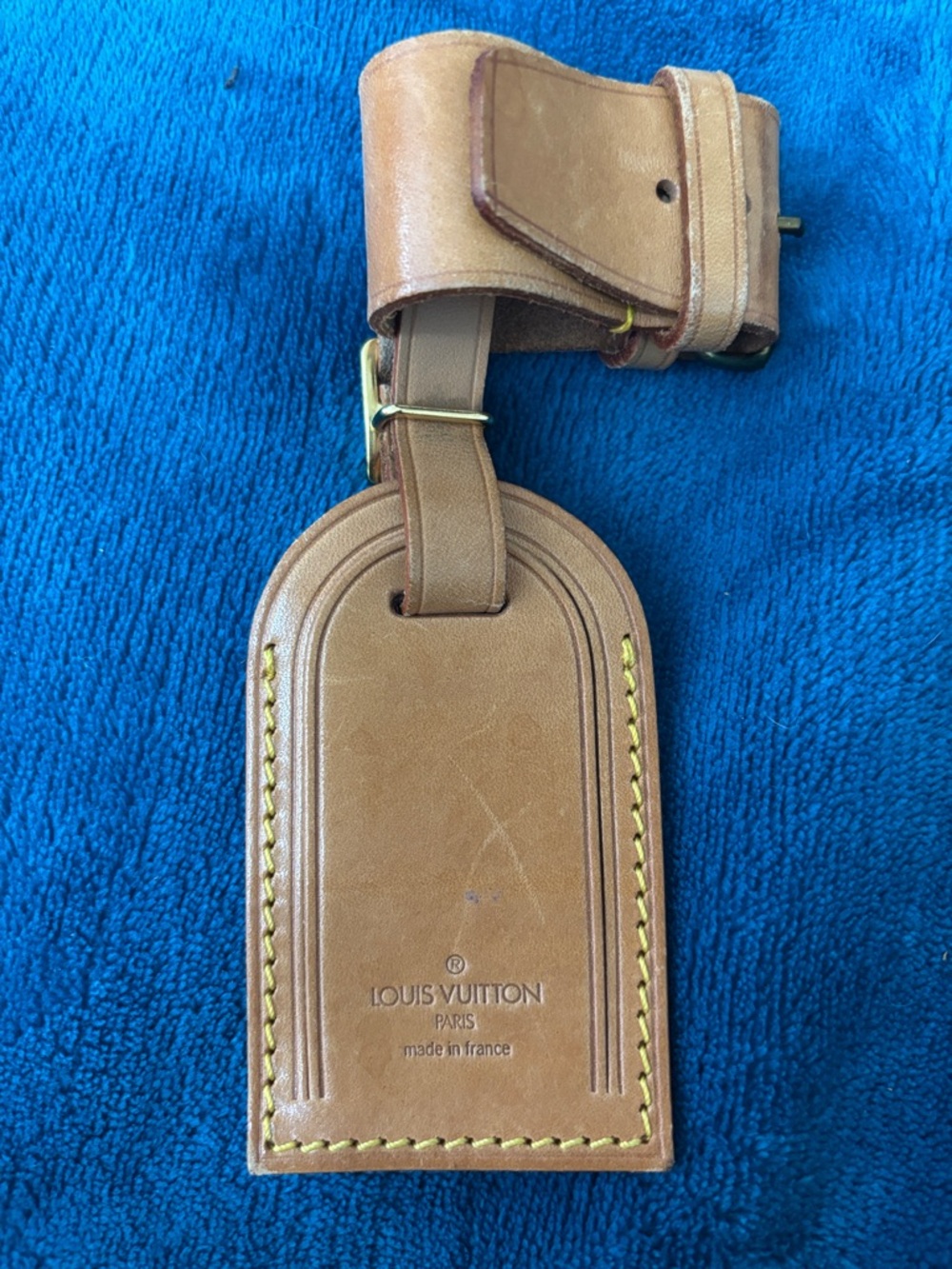 Louis Vuitton Brown Leather Luggage Tag and Poignant